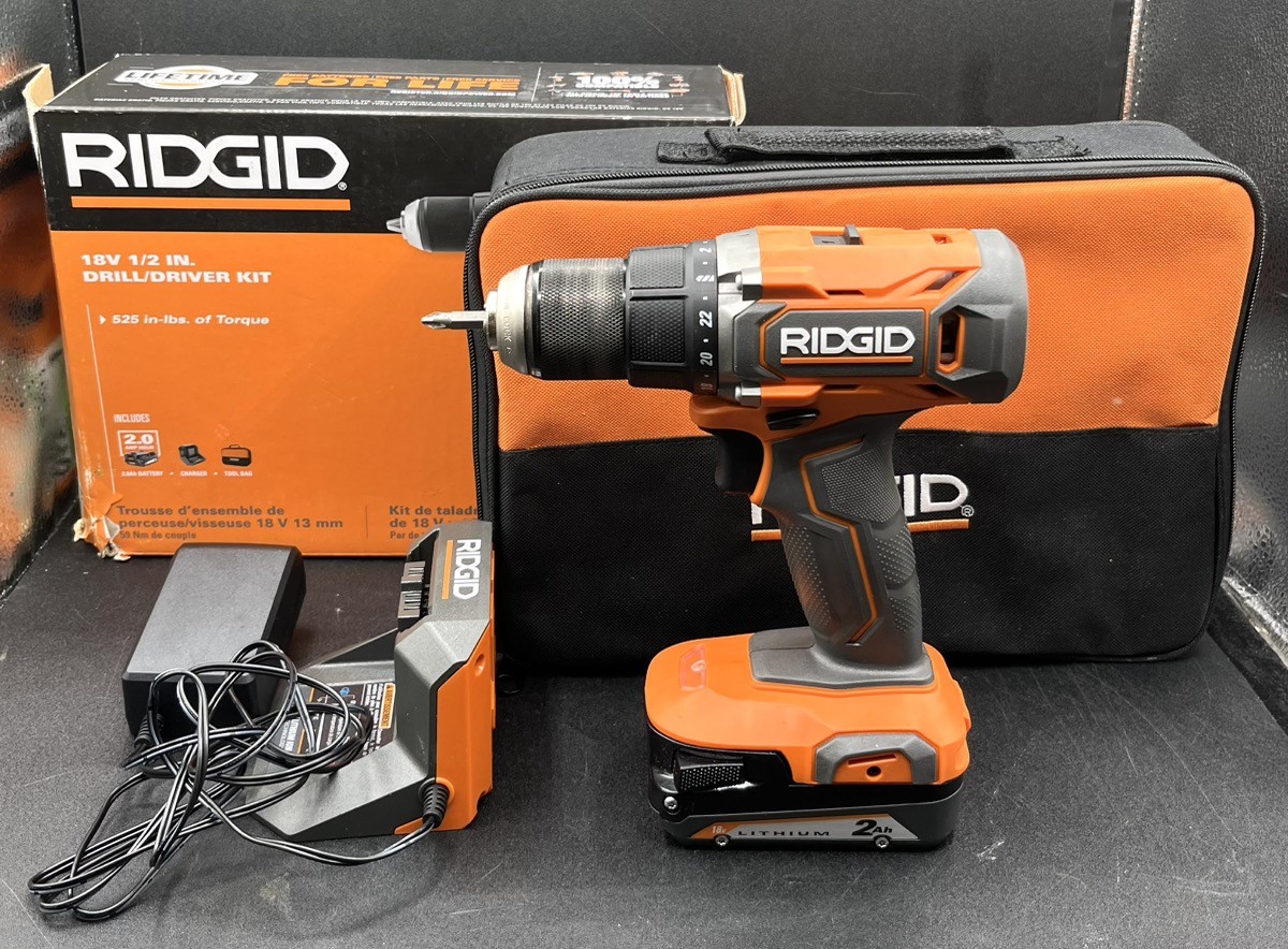 RIDGID R860010K 18V CORDLESS 1/2&Prime; DRILL DRIVER W/ BATTERY & CHARGER (MVP038210)