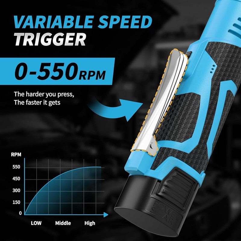 Cordless Ratchet Wrench Set 16.8V 40ft-lbs Variable Speed LED Light 2 Batteries