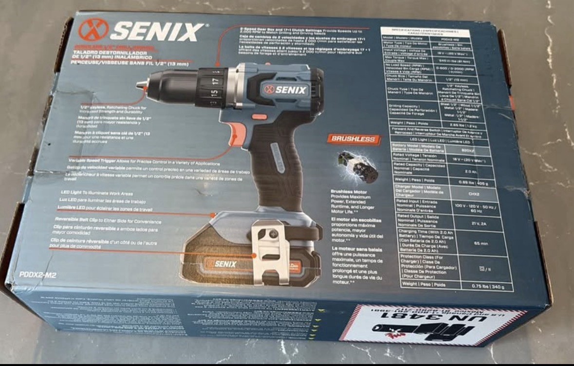 Senix 20V Max Brushless 1/2” Drill Driver, 45 Foot-lbs Of Max Torque 2000 RPM