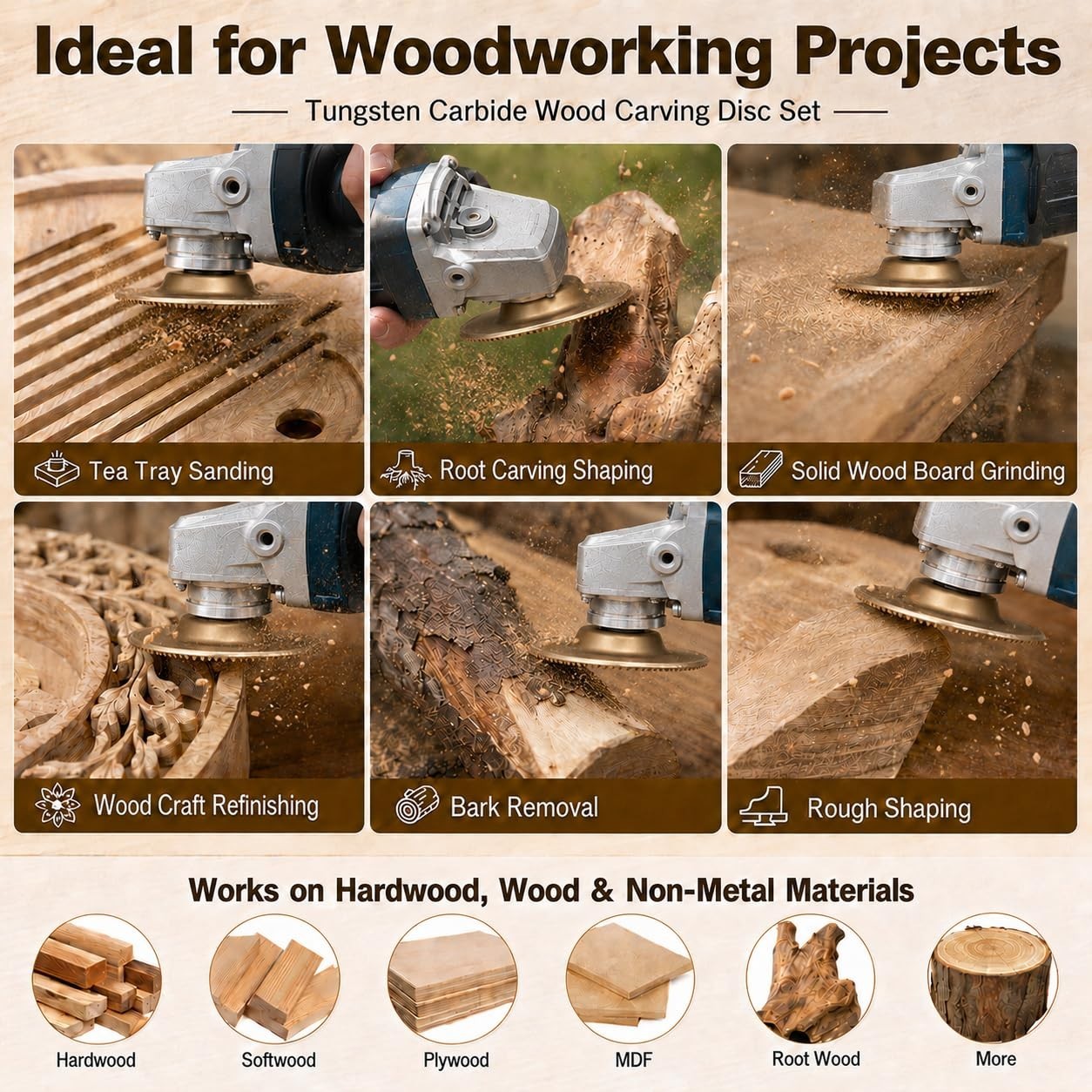 High-Performance Tungsten Carbide Wheel Set for Efficient Wood Grinding Tasks
