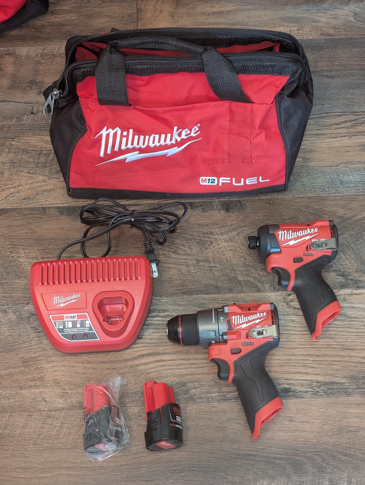 MILWAUKEE M12 FUEL 12V 3453-20 Impact AND 3404-20 Drill, TWO Battery & Charger!