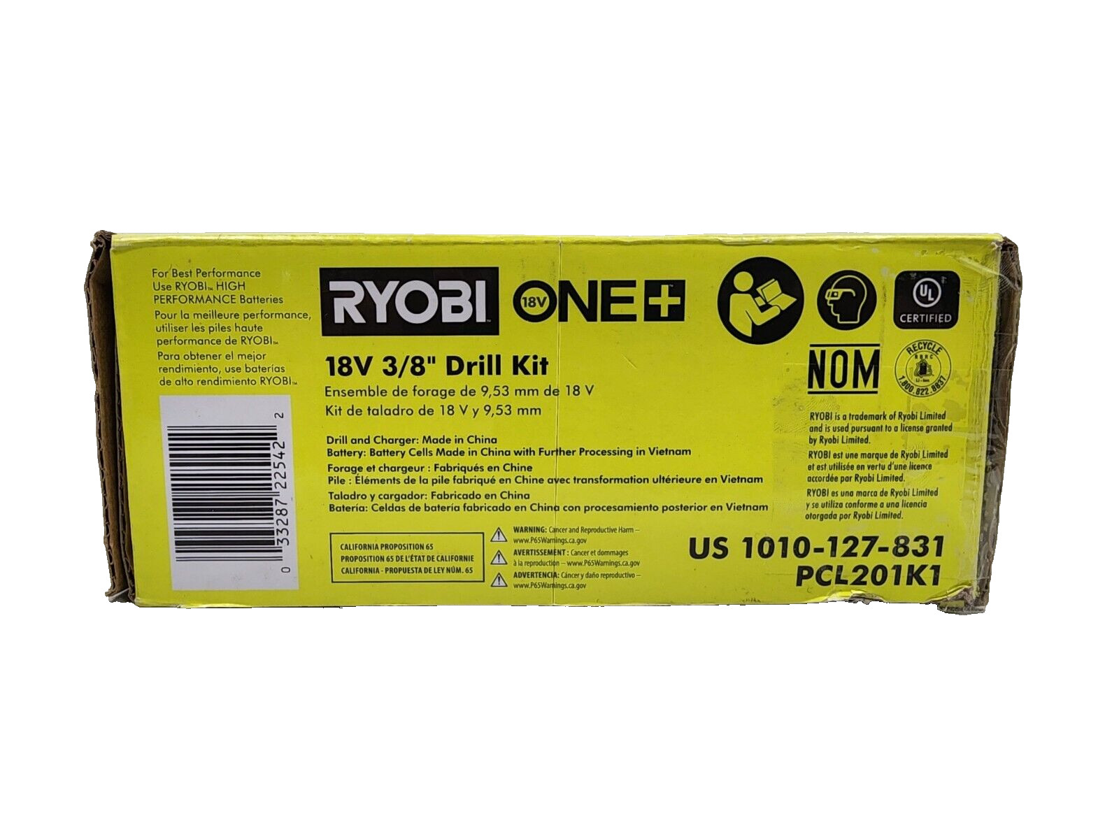 Ryobi PCL201K1 ONE+ 18V 3/8 in. Drill/Driver Kit with 1.5 Ah Battery and Charger