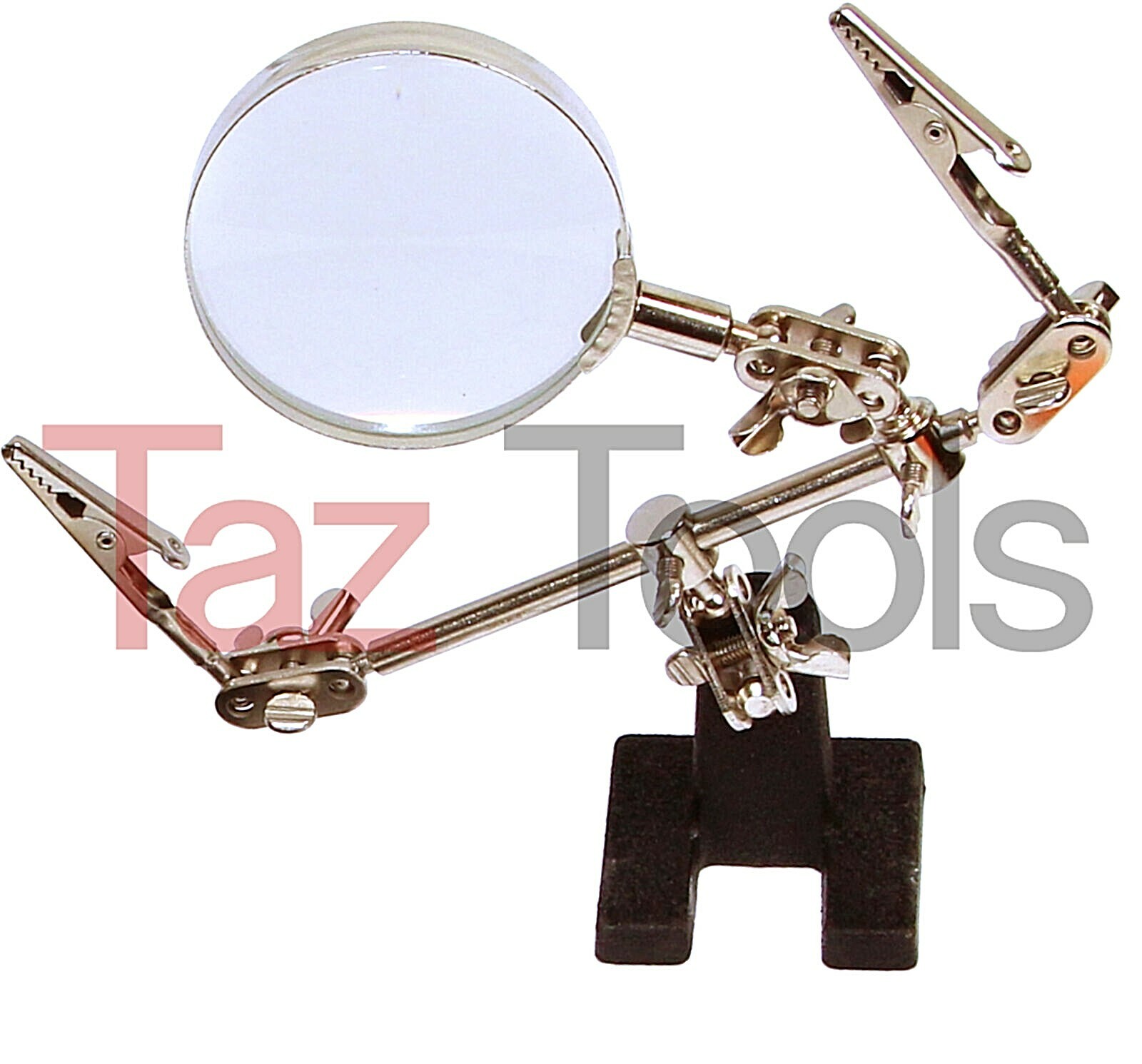 Helping Hand Magnifier Glass and 2 Alligator Clamps Jewelry Watch Third Hand