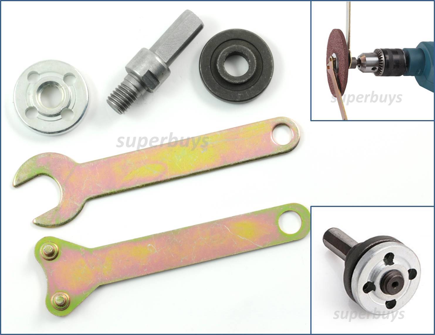 5pc M10 16mm Disc Holder Angle Die Grinder Drill Wrench Nut Mandrel Spanner Tool