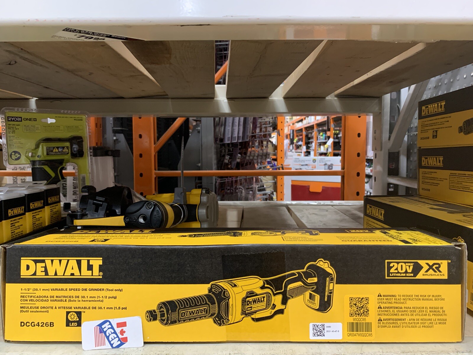 DEWALT CANADA 20V MAX Li-Ion Cordless Brushless 1-1/2&Prime; Die Grinder (bare tool)