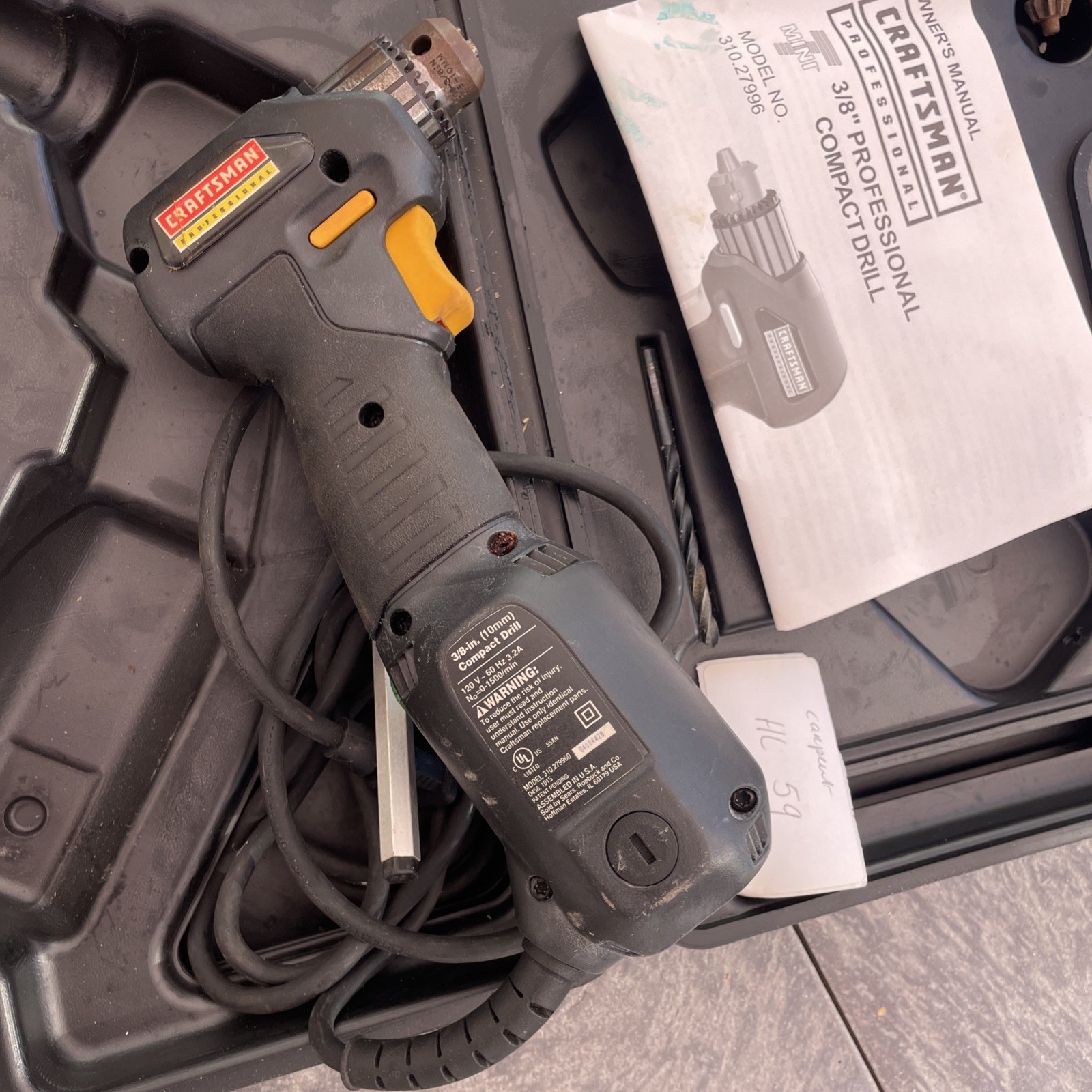 Craftsman Professional Mini T 3.2 Amp 3/8 » Compact Drill TESTED free shipping