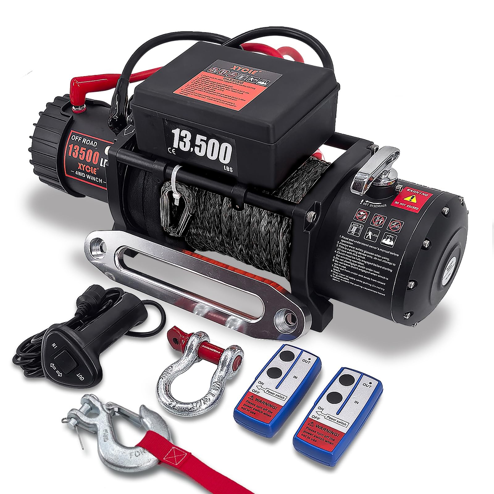 Winch 13500lbs 12V Waterproof Electric Synthetic Rope