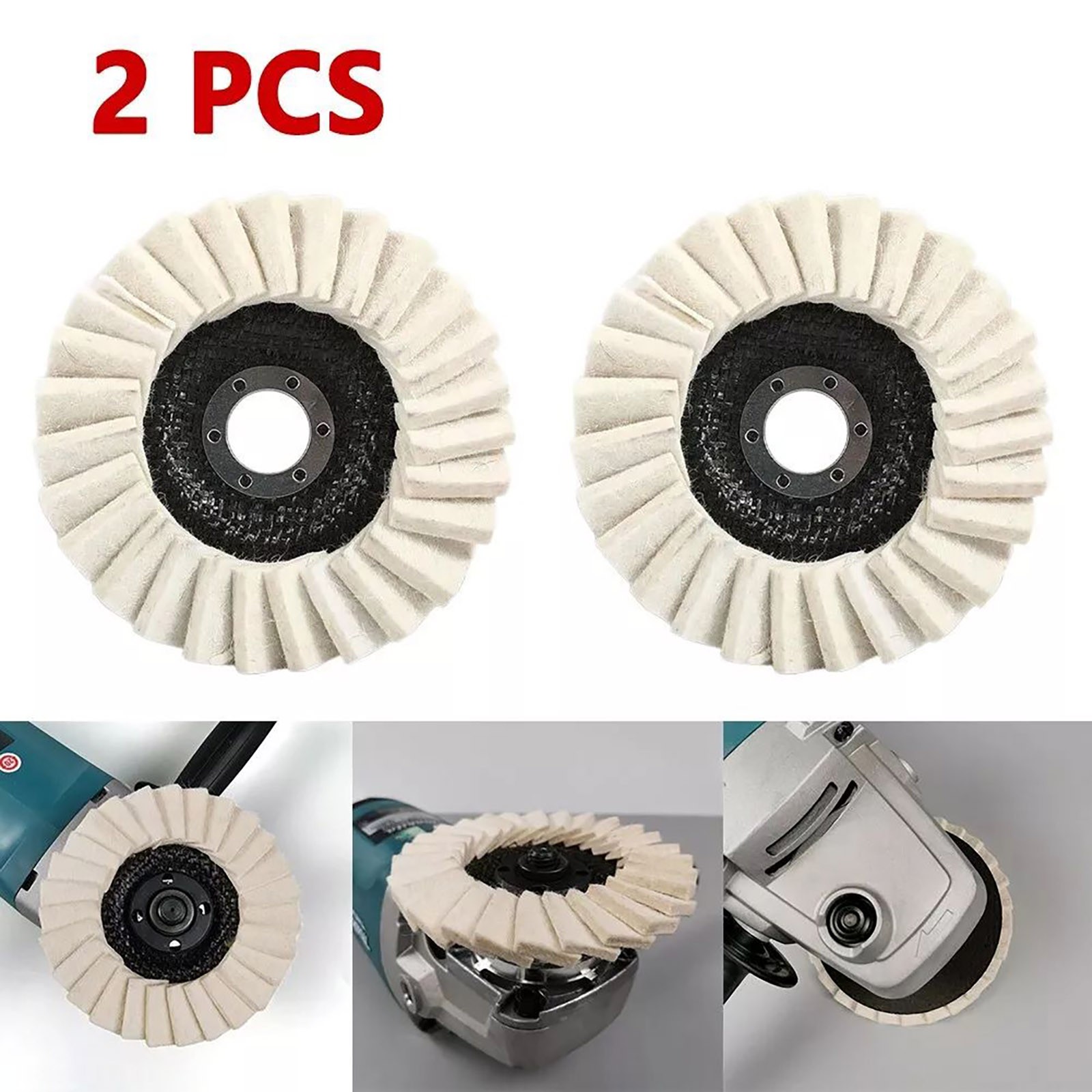 115MM Wool Felt Flap Disc Finishing Wheel Buffing Pads For Wood Metal Glass 2x