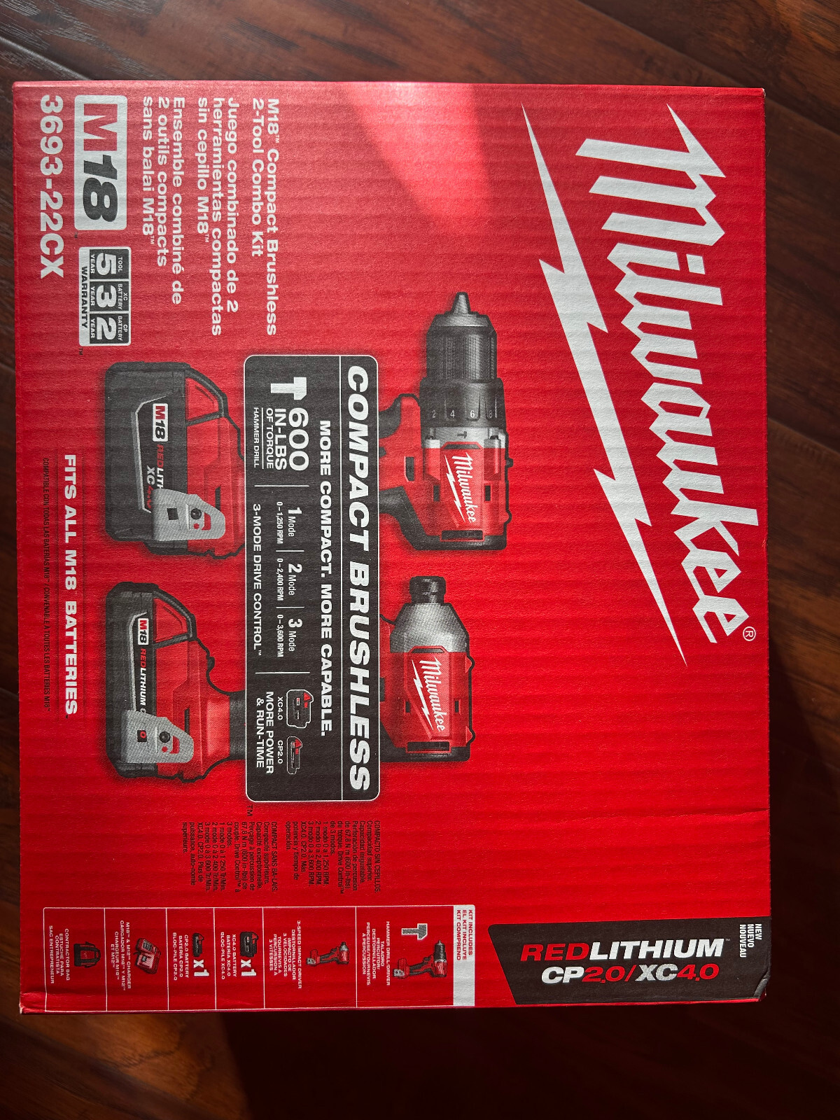Milwaukee Tool 3693-22Cx M18 Brushless 2-Tool Kit, Hammer Drill/Impact Driver