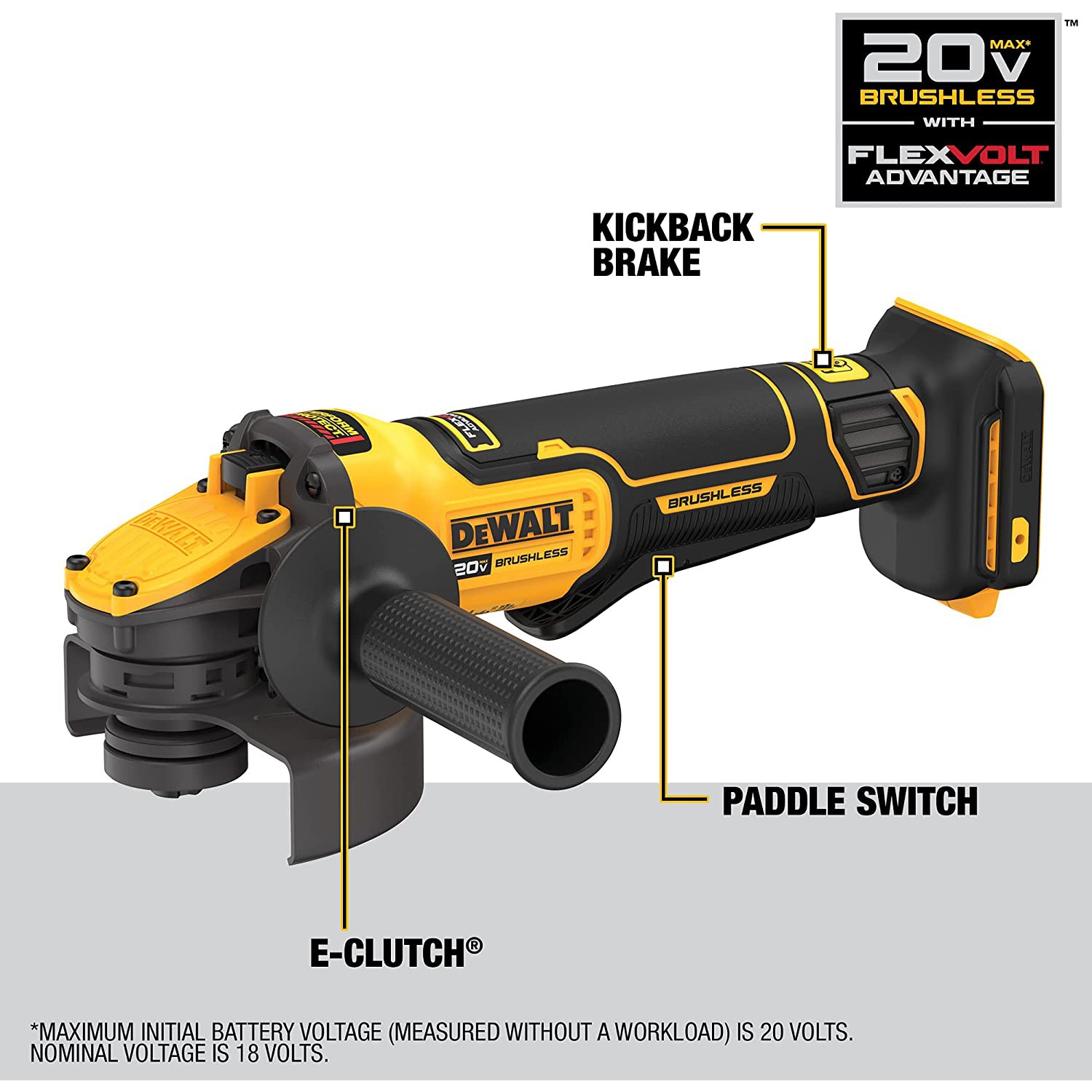 New DeWalt DCG416B 20V MAX BL Li-Ion 4-1/2 in – 5 in Angle Grinder (Tool Only)