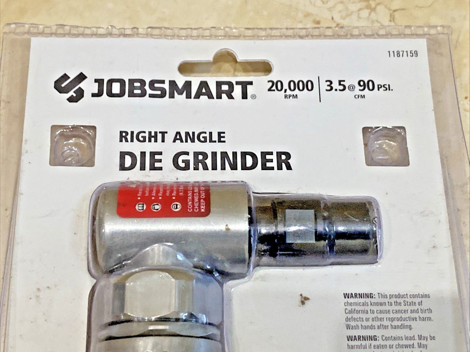 Job Smart 20K RPM 3.5 @90 PSI 1/4&Prime; Right Angle Die Grinder Brand New