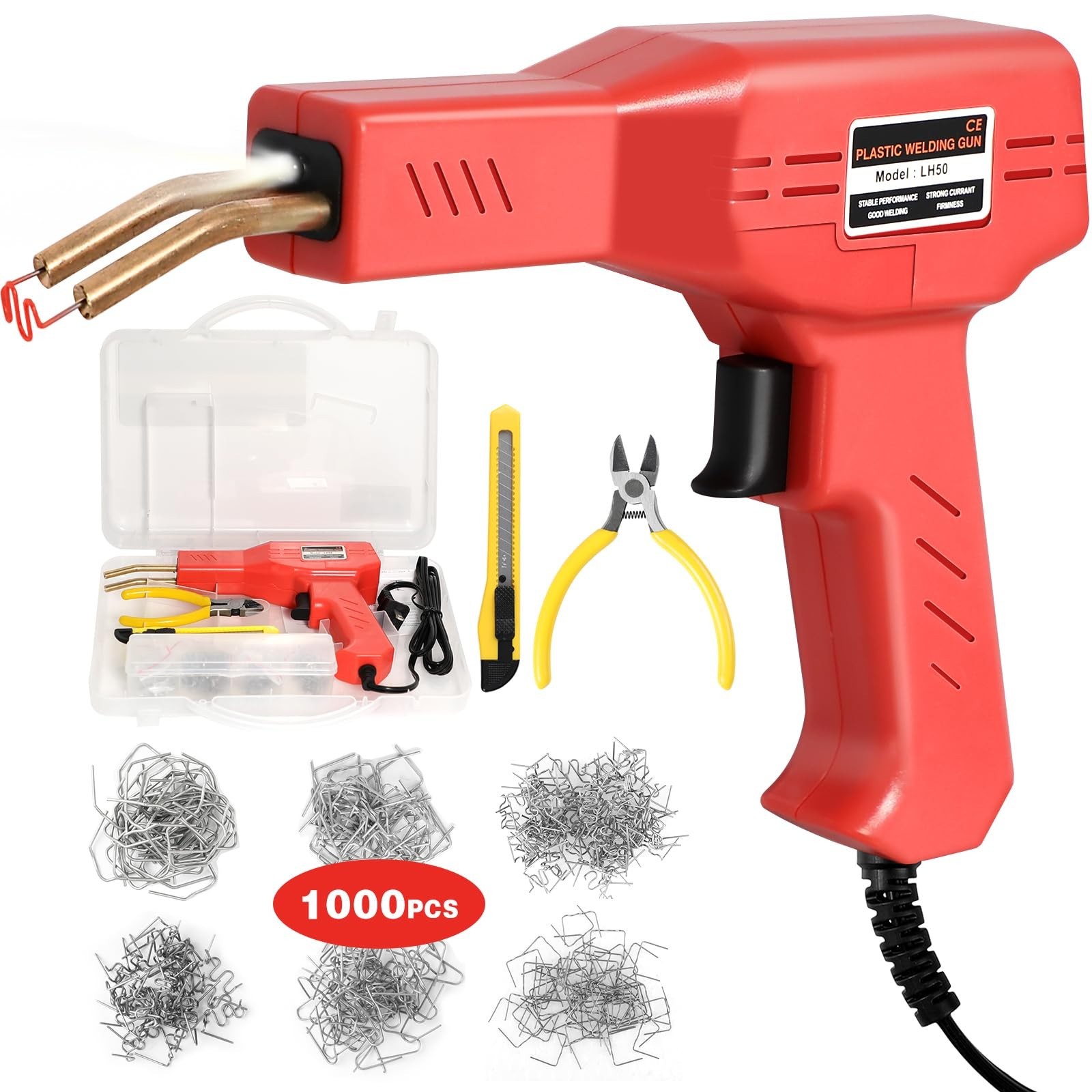 Plastic Welder Kit with 1000 Staples, Hot Stapler, Rapid Heating for Car Bumper