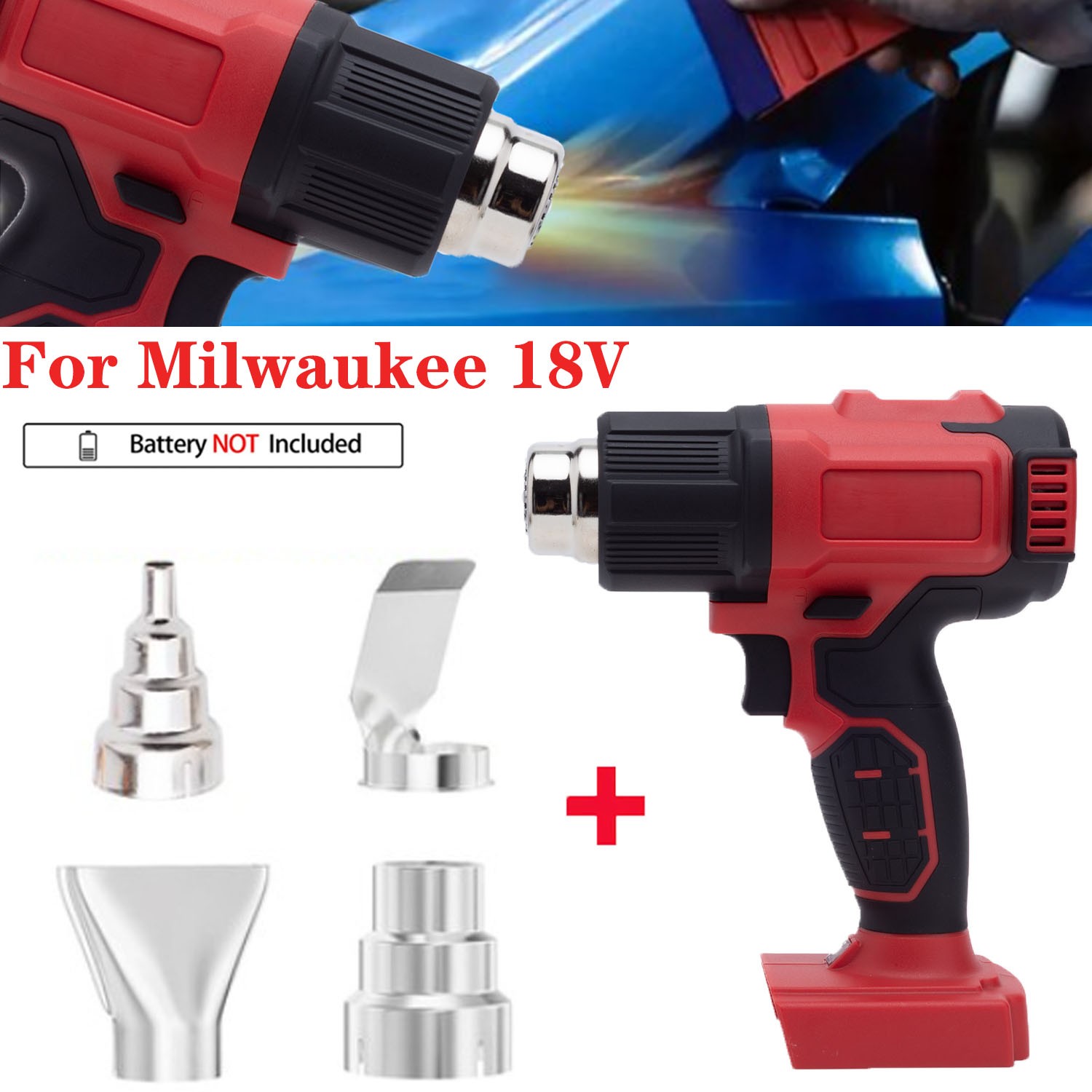 360W Heat Gun Hot Air Gun + 4 Nozzles High Power Tool For Milwaukee 18V Battery