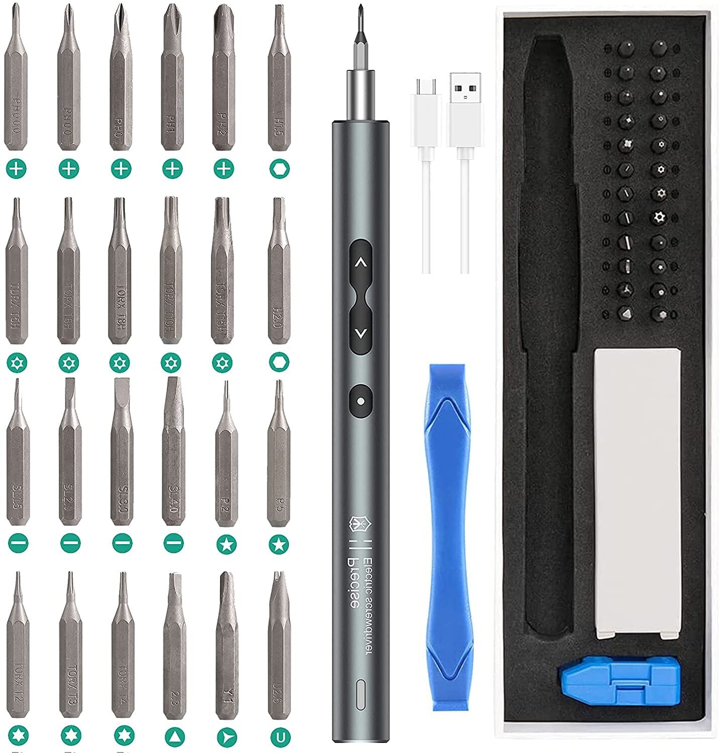 Electric Screwdriver (Newest) 28 in 1 Cordless Mini Power Precision Screwdriver