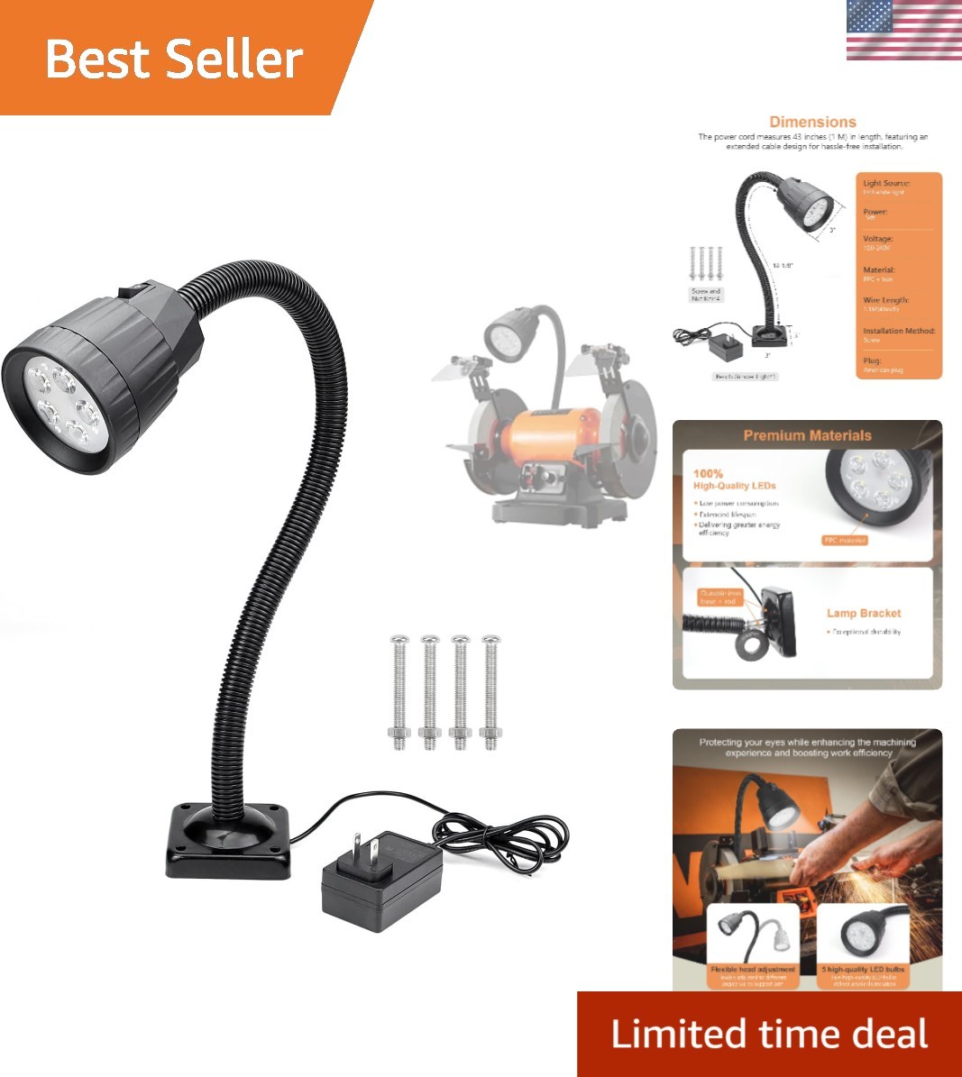 Bench Grinder Lamp 5W LED Light,Work light for bench grinders,bench Grinder l…