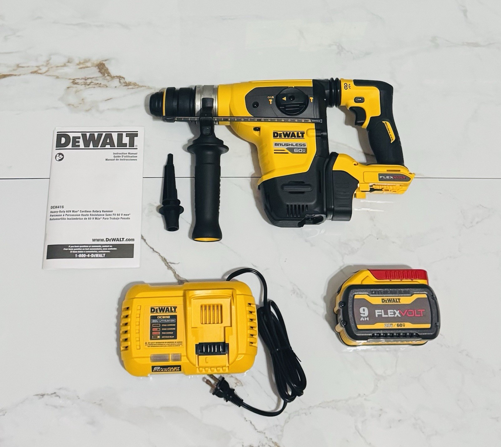 DEWALT DCH416B FLEXVOLT MAX 60V 1-1/4 in. SDS Rotary Hammer Drill Kit