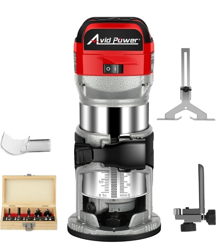 AVID POWER 6.5 Amp 1.25 HP Compact Router Tools for Woodworking, Fixed Base Wood