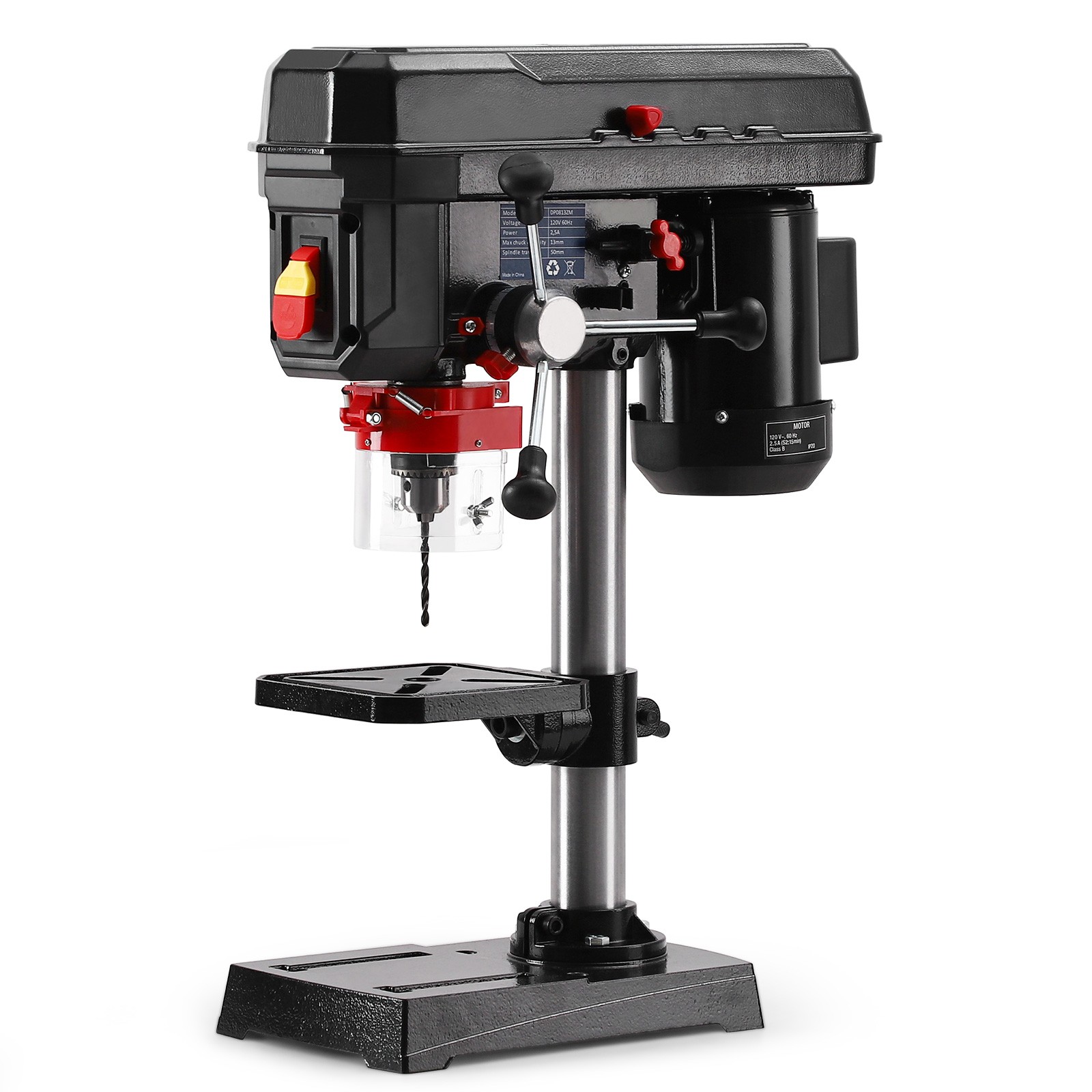 Benchtop Drill Press 2.5Amp 8 Inch Swing Distance 0-45° Tiltling Tabletop Black