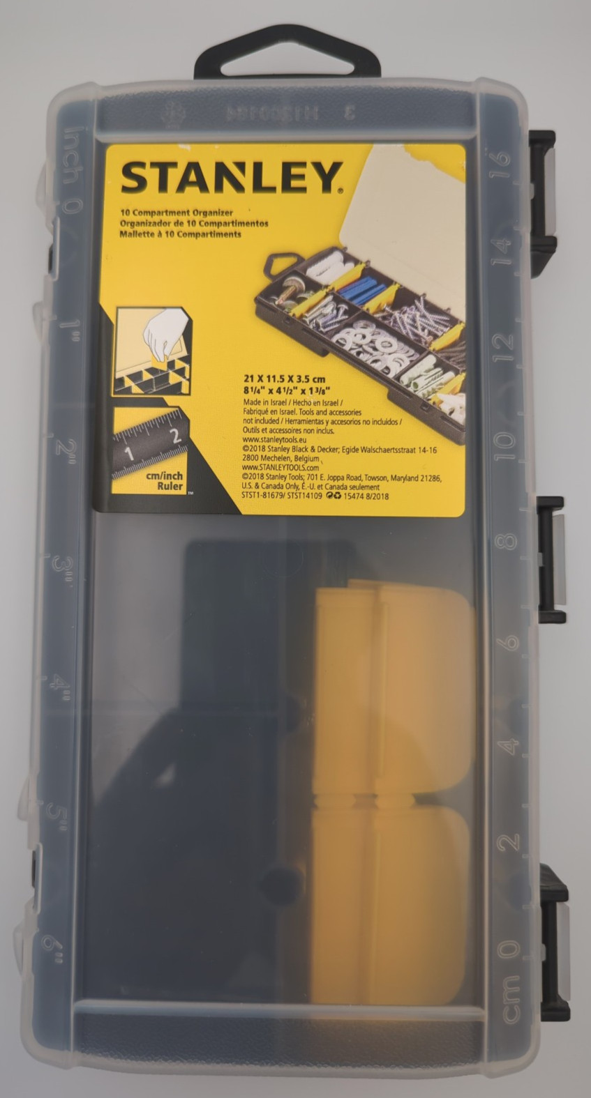 Stanley STST14109 10 Compartment Parts Organizer Clear Lid 8.25 in New
