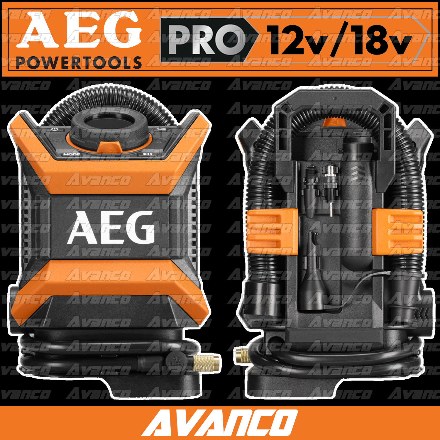 AEG 18V 12V Hybrid High Pressure Volume Inflator Deflator Air Pump Skin BHPV18-0