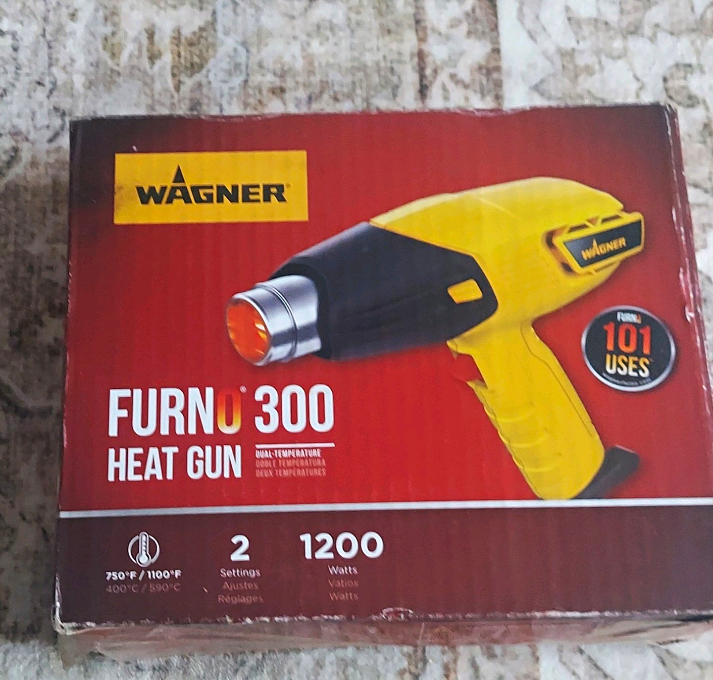 WAGNER FURNO 300 Heat Gun 1200W 120V Corded Dual Temp 750-1100°F Yellow