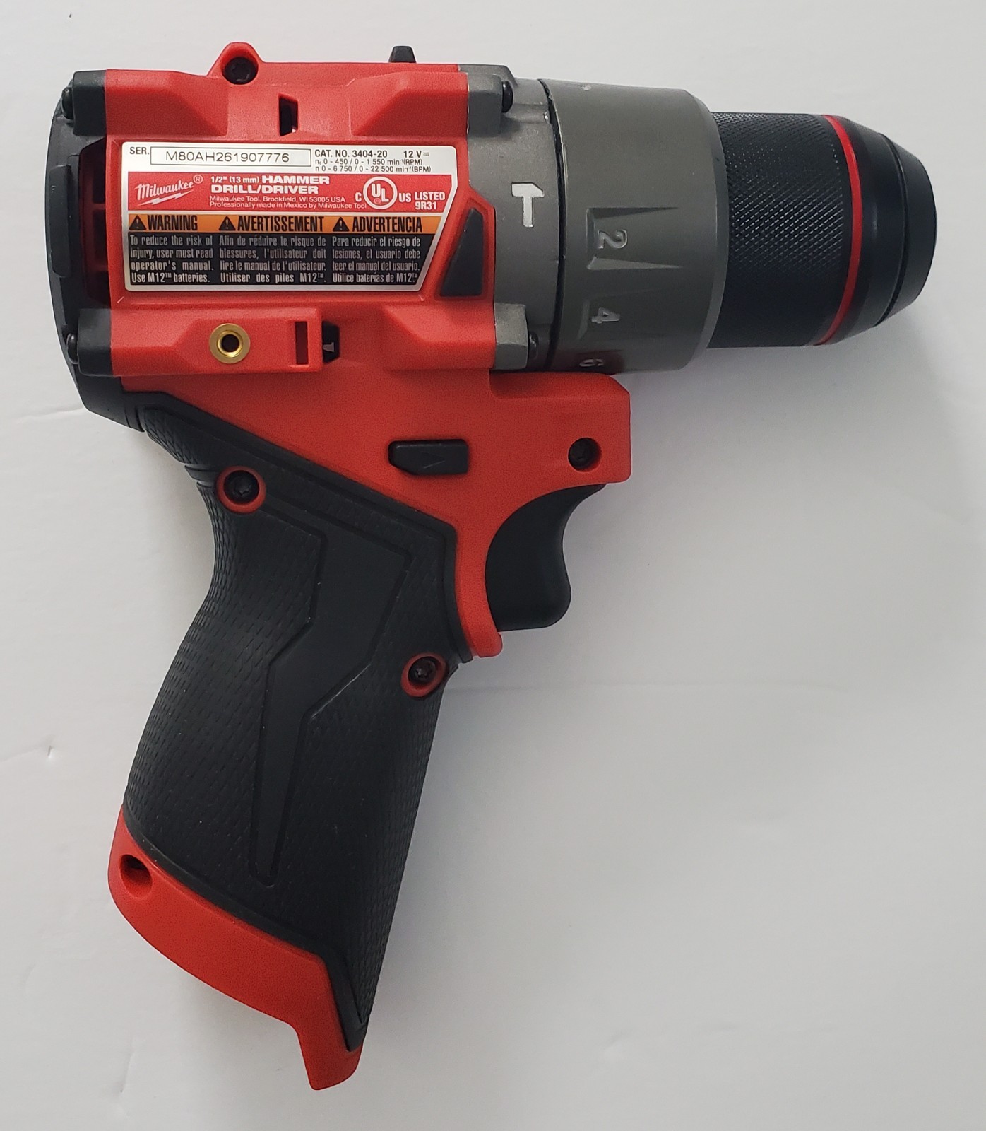 Milwaukee 12V Fuel 1/2&Prime; 3404-20 Cordless Hammer Drill/Driver. Drill Only.