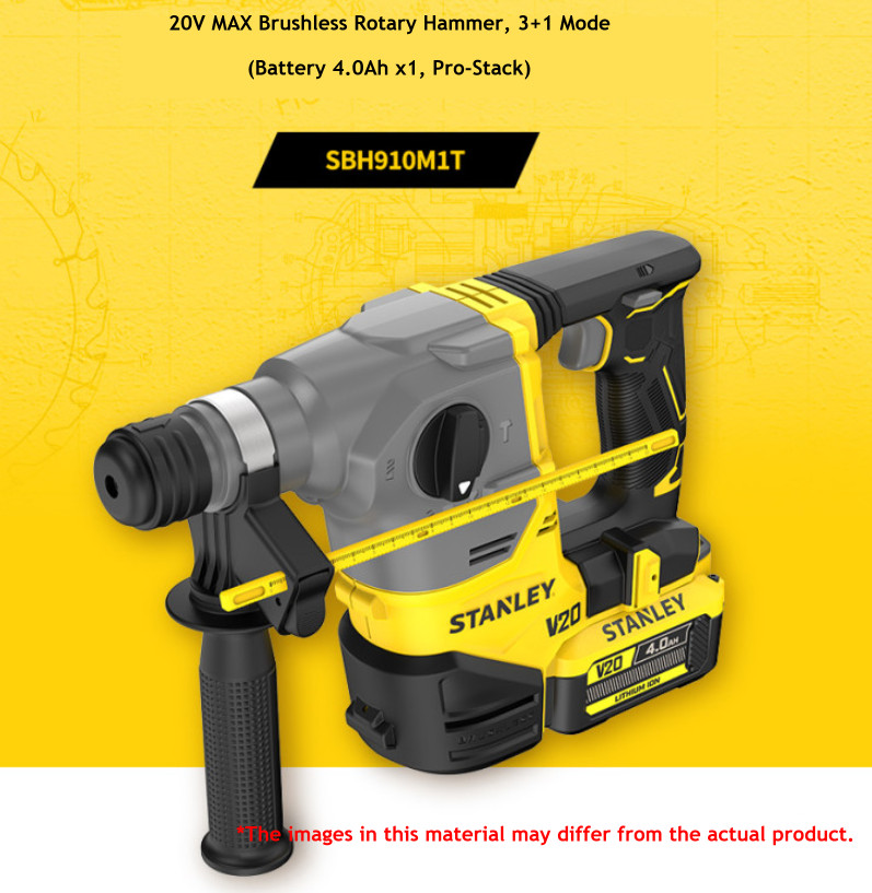 Stanley SBH910 20V MAX BL Rotary Hammer 3+1Modes 4.0Ah x 1 2.5J 4300bpm 1100rpm