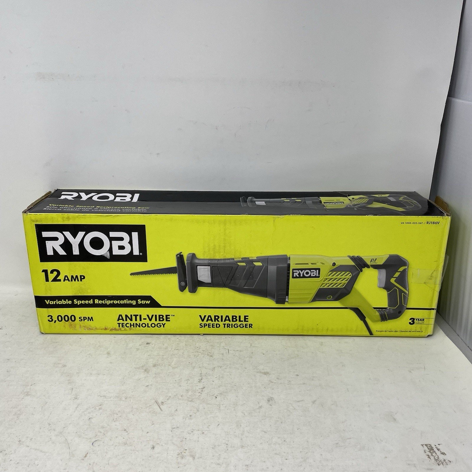 Ryobi 12 Amp Variable Speed Reciprocating Saw Corded Electric RJ186V