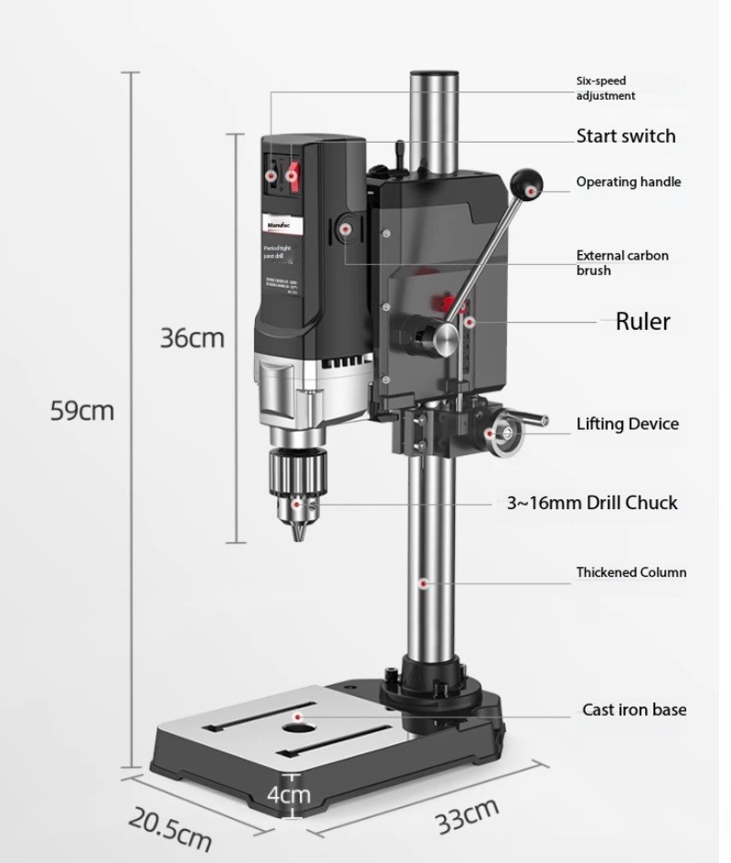 Small Household 220V High-Power Industrial-Grade Multifunctional Bench Drill