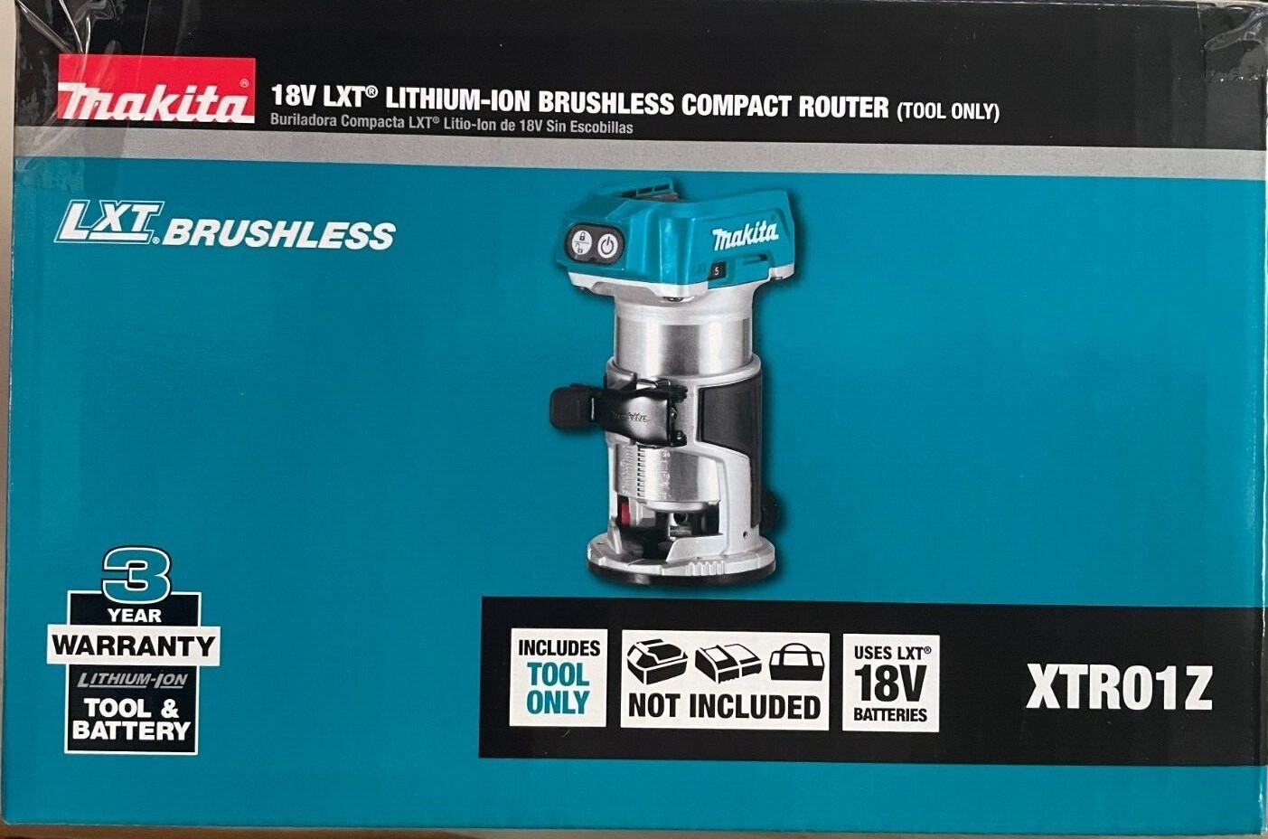 Makita XTR01Z 18 volt LXT Cordless Brushless Compact Router New in Box
