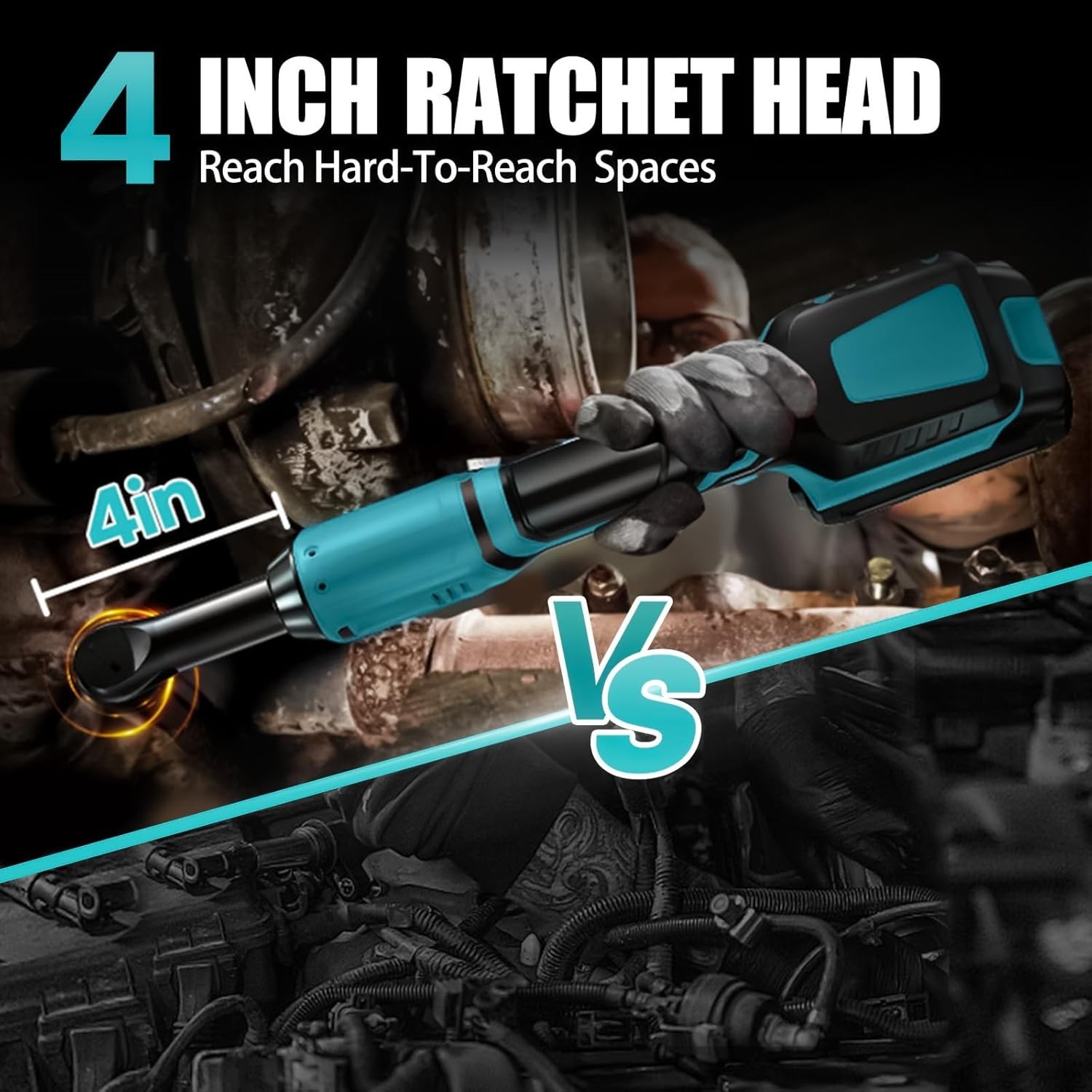 Cordless Ratchet Wrench 60 ft lbs 21V Electric 17mm Socket Seesii Led