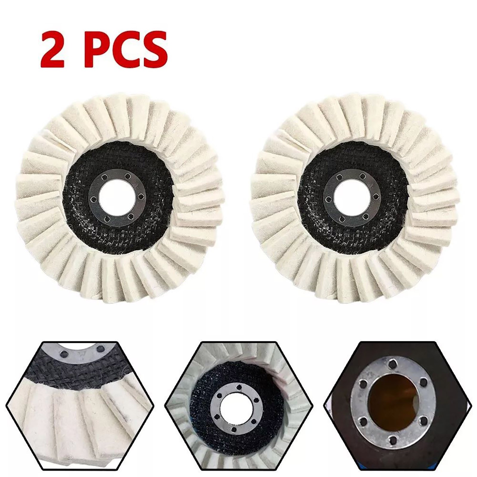 115MM Wool Felt Flap Disc Finishing Wheel Buffing Pads For Wood Metal Glass 2x