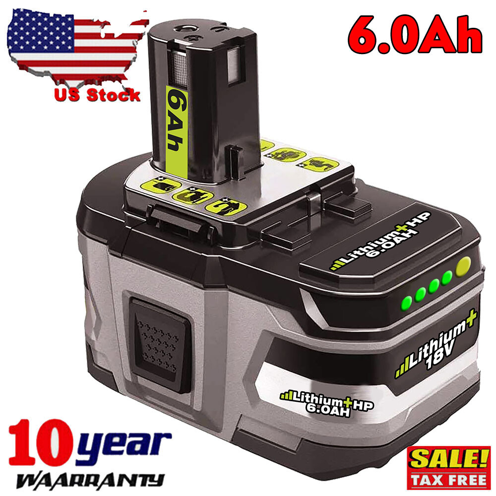 For RYOBI P108 18V One+ Plus High Capacity Battery 18 Volt Lithium-Ion New 6.0AH