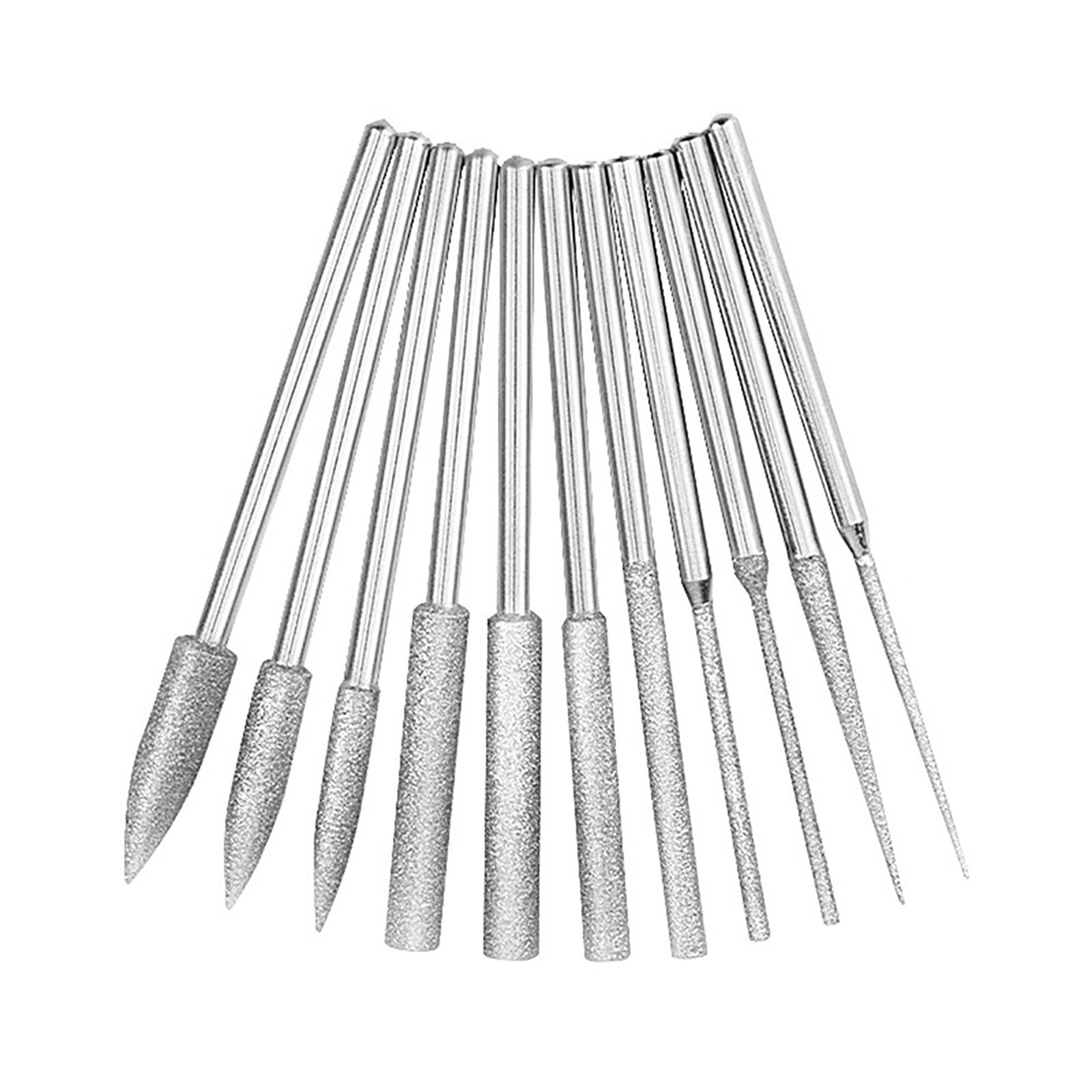 11PCS 1/8&Prime; Carbide Steel Diamond Burr Bits Rotary Tools Kit Accessories