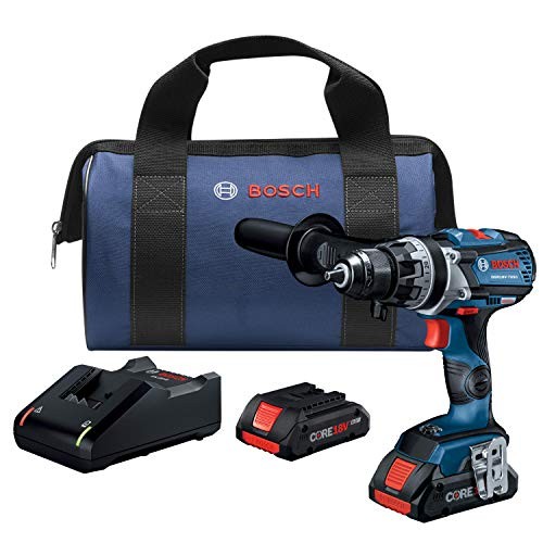 BOSCH 18V Brushless 1/2 In. Drill/Driver Kit (2) CORE18V 4.0 Ah Batteries