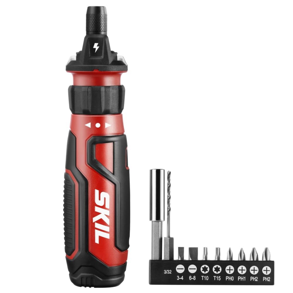 4V Cordless Screwdriver with Circuit Sensor Technology, Includes 9pcs Bit, 1p…