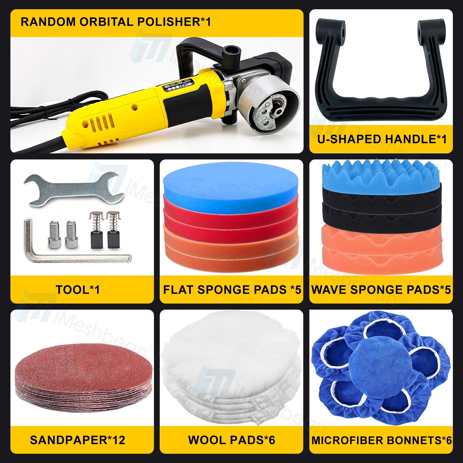 Dual Action Car Polisher Buffer 6&Prime; Random Orbital Polishing Machine Polish Pads