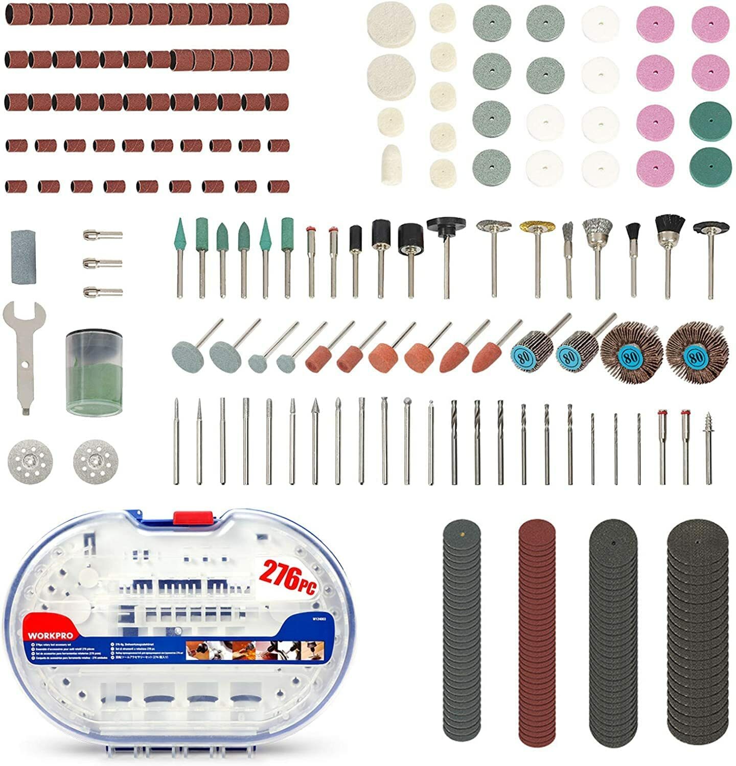 WORKPRO 276 Piece Rotary Tool Accessories Kit Universal Fitment For Easy Cutting