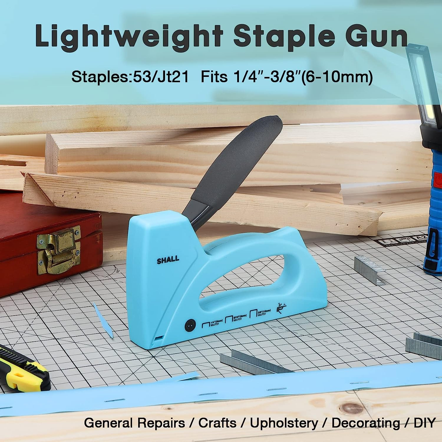 Light Duty Staple Gun for Wood – Upholstery Staple Gun with 1600Pcs JT21 Staples