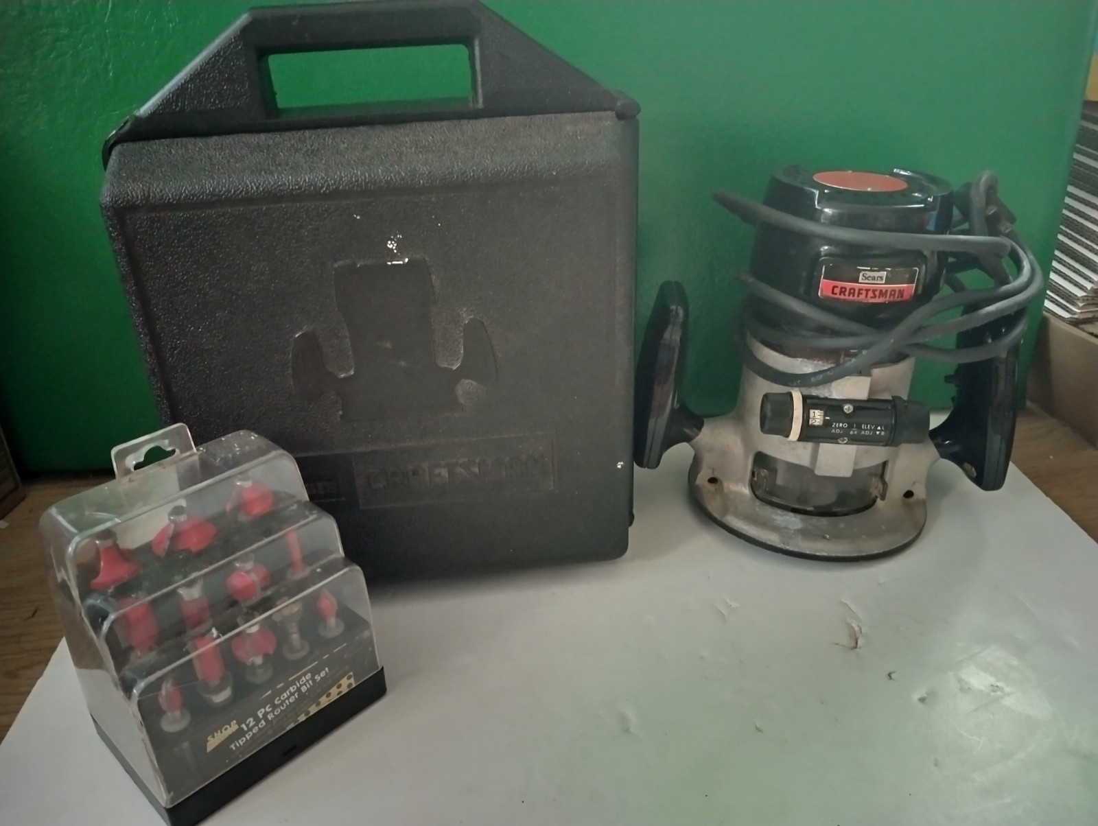 CRAFTSMAN #315.17480 6.5A 25,000 RPM 1/4&Prime; ROUTER VINTAGE & WORKING Case Bit Set