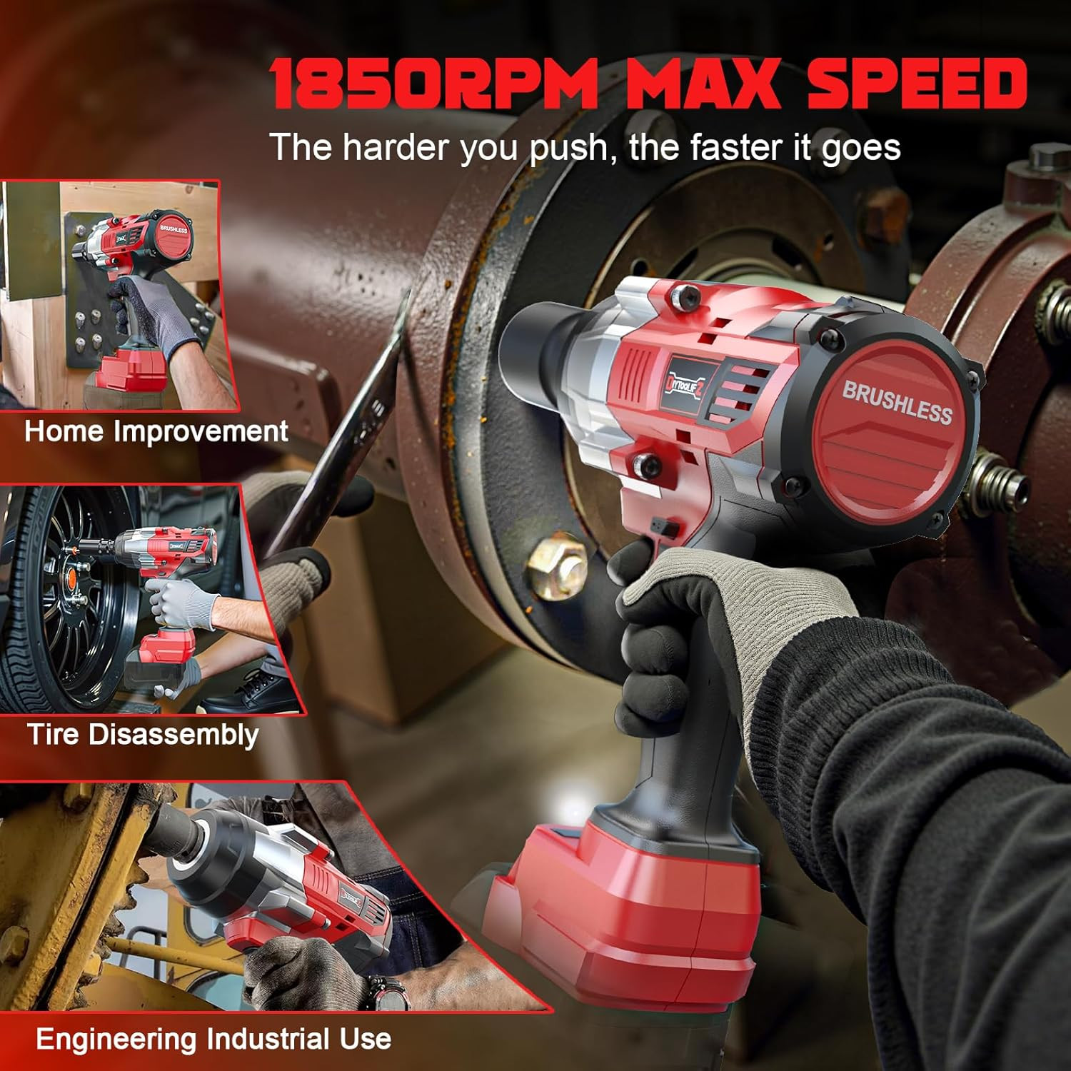 Cordless Impact Wrench 1/2 Inch Compatible with Milwaukee 18V Battery, 1700 Ft-L