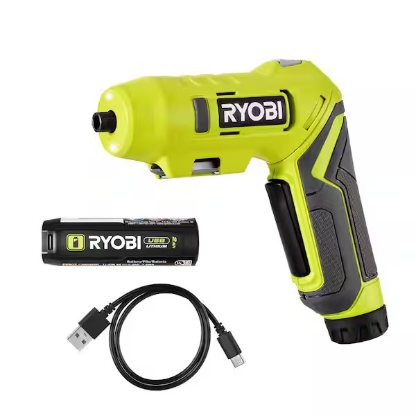USB Lithium Screwdriver Kit with 2.0 Ah USB Lithium Battery and Charging Cable