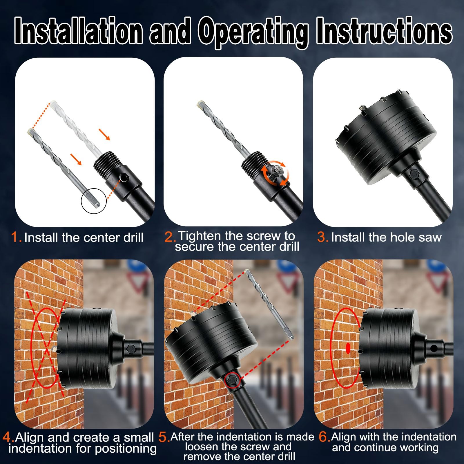 DECKRKAT 95mm Concrete Hole Saw Kit SDS Plus Carbide Cutter for Masonry Brick