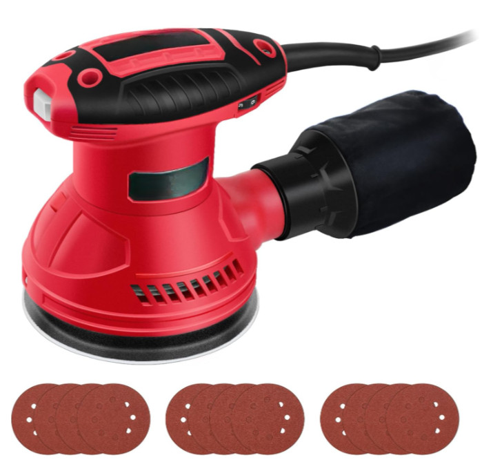 Lijadora orbital eléctrica 5&Prime; 3.0A 6 velocidades 7000-14000RPM con 12 lijas