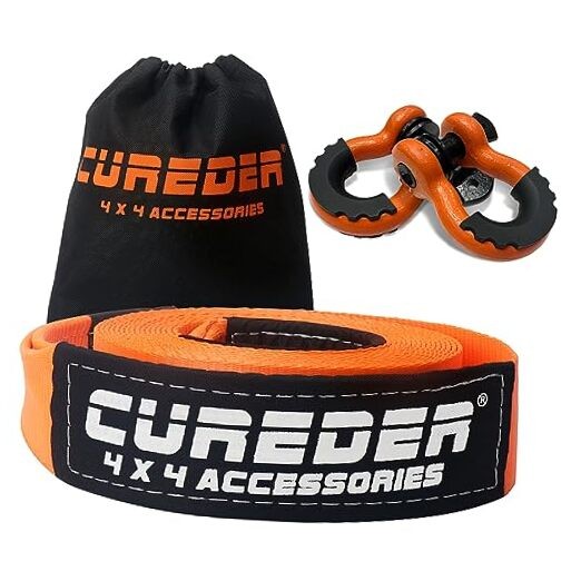 Tow Strap Recovery Kit – 3&Prime; x 20ft (35,121 lbs.) 3&Prime;x20ft+Shackle Shackle+Strap