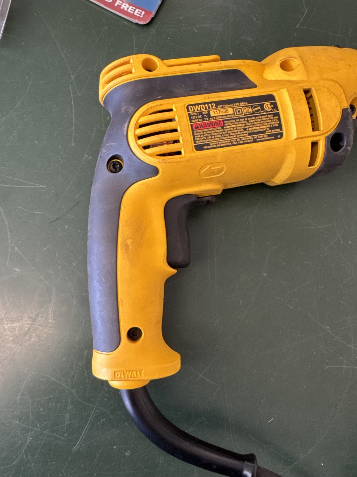DEWALT DWD112 PISTOL GRIP 3/8&Prime; DRILL DRIVER ELECTRIC CORDED