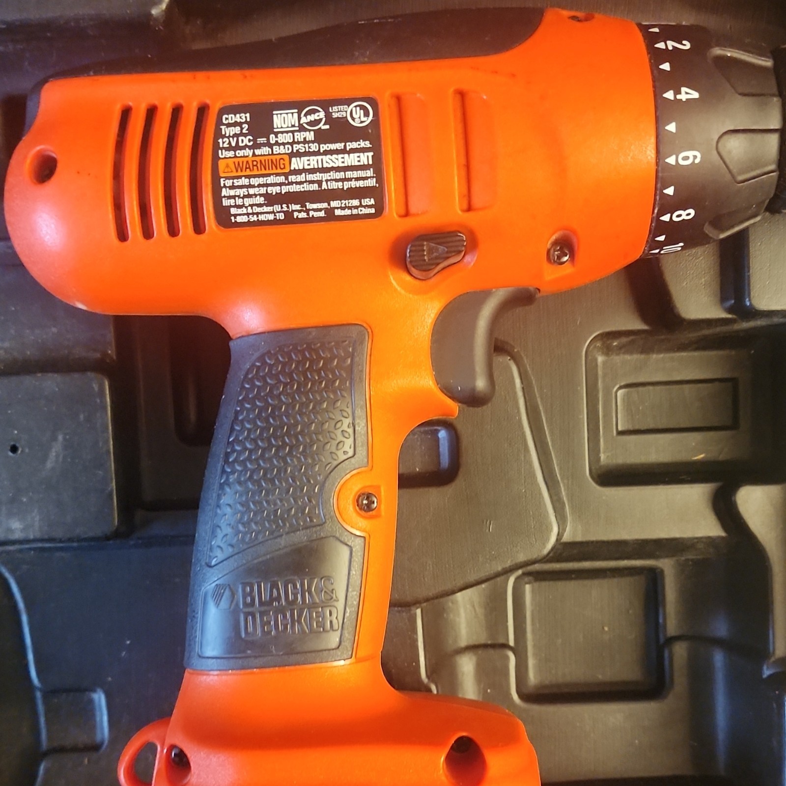 BLACK+DECKER Firestorm CD431 12V Cordless Drill Keyless Chuck w/ Case & battery