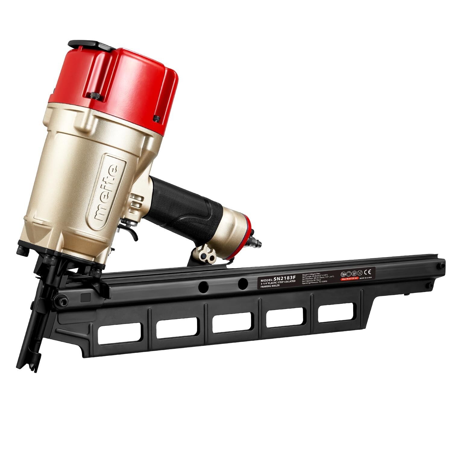 meite SN2183F 21-Degree Framing Nailer 2&Prime; to 3-1/4&Prime; Plastic Collated Air Nailer