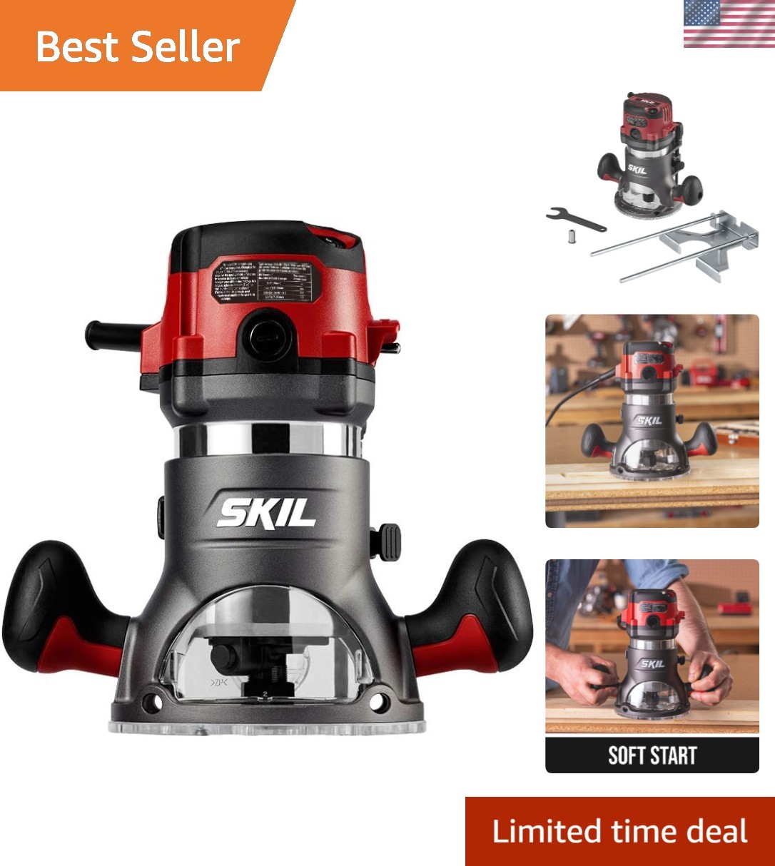 Ergonomic and Durable 10 Amp Router with Dual LED Lights for Enhanced Visibility