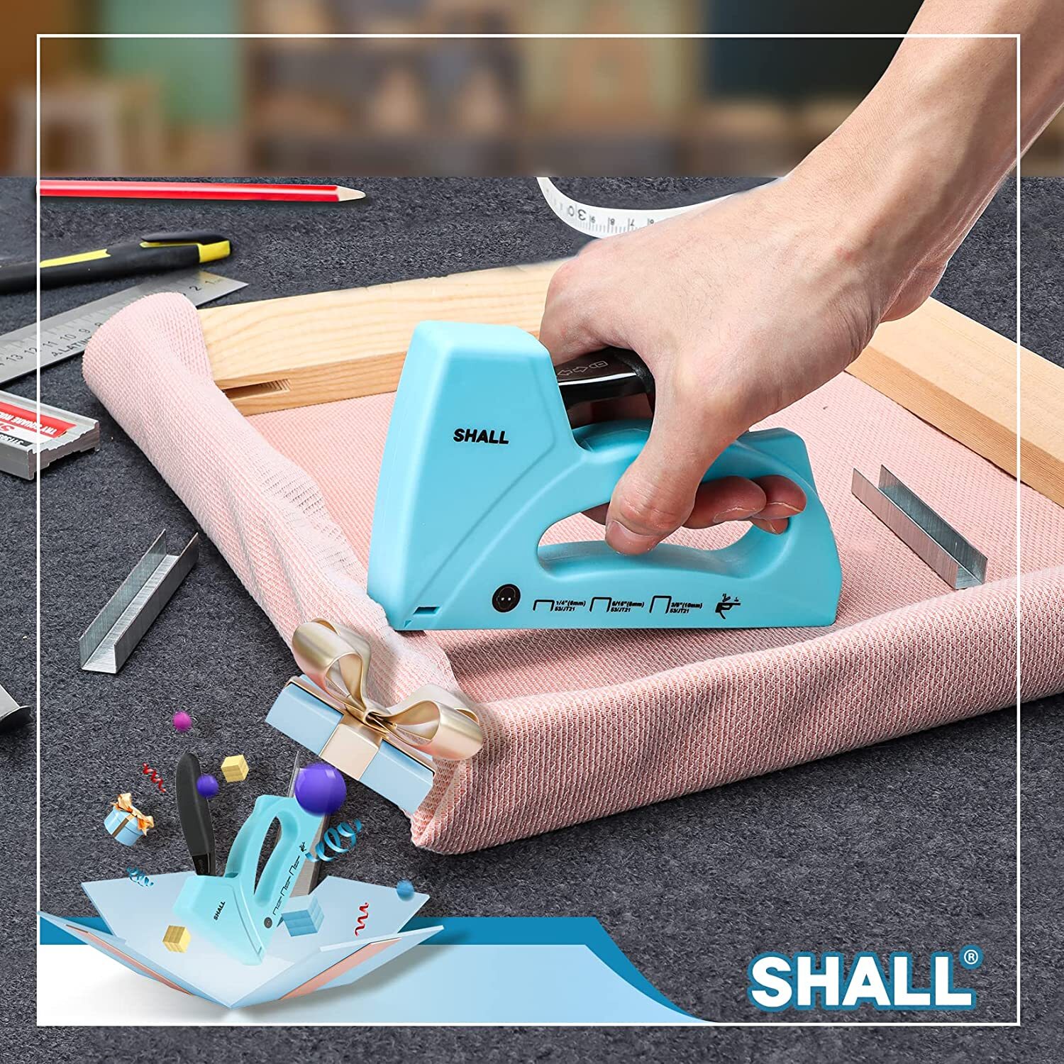 SHALL Light Duty Staple Gun -Upholstery Staple Gun with 1600pcs Staples